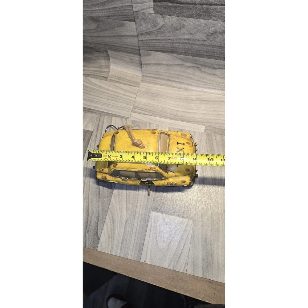 Urban Yellow Car Taxi Cab Polyresin Decorative Hanging Birdhouse Garden Decor